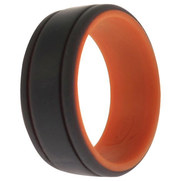 Silicone Wedding 2Layer Lines Ring - Orang-Grey by ROQ for Men - 11 mm Ring - Picture 2 of 2